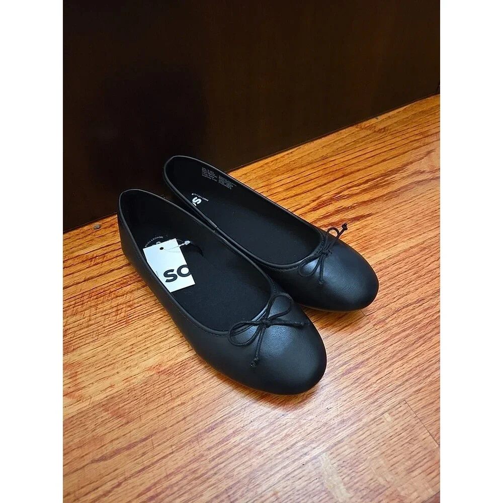SO Pensacola Slip On Memory Foam Ballet Flats Youth Girls 6 Black NEW